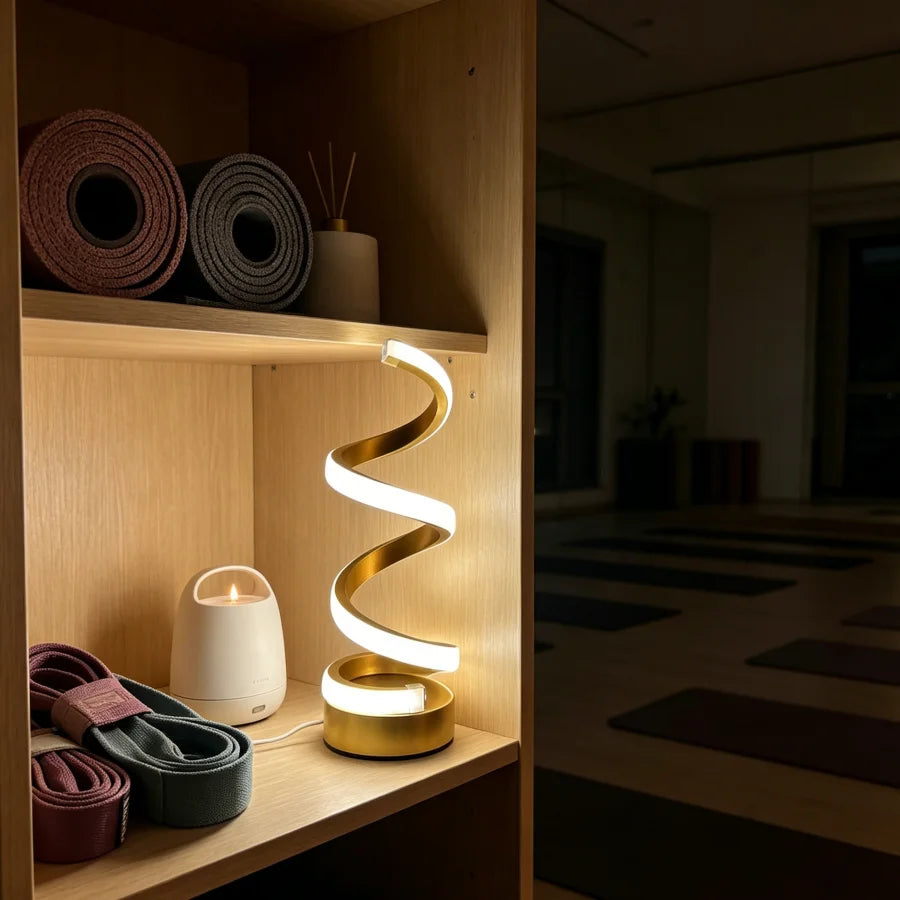 1PC gold spiral desk lamp, USB three-tone light, suitable for bedroom, study, living room decoration office